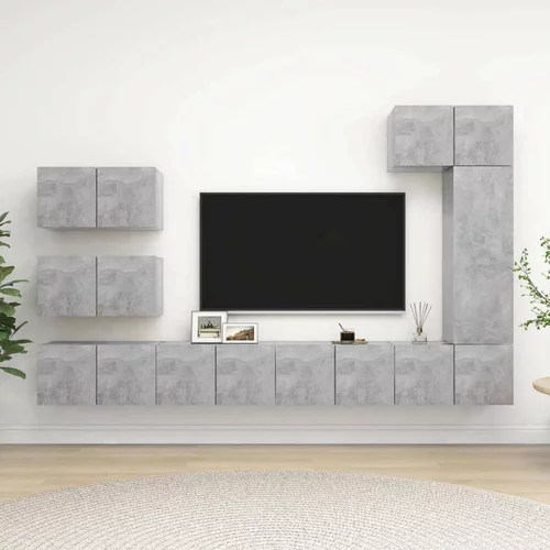  Komplet TV omaric 8-delni betonsko siva iverna plošča, (20913455)