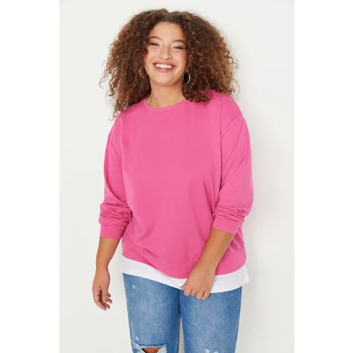 Trendyol Curve Fuchsia Altan T-Shirt Pull-out Look Knitted Thick Sweatshirt