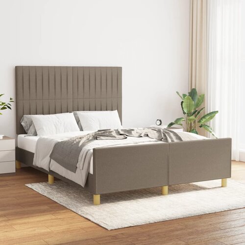The Living Store Posteljni okvir z vzglavjem taupe 140x190 cm blago - Posteljni Okvir Z Vzglavjem, (21524372) Slike