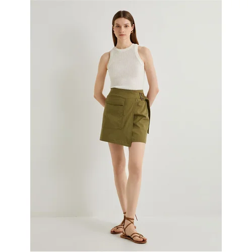  Mini Cargo Skirt Buckle Detailed Pockets Cotton Normal Waist