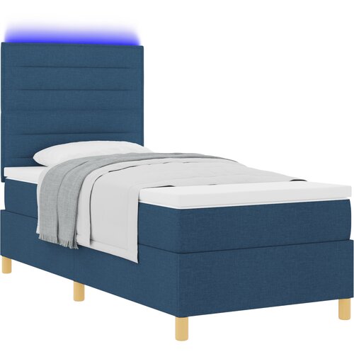 vidaXL LED Box Spring Krevet s madracem Plava 90 x 190 cm tkanina Cijene