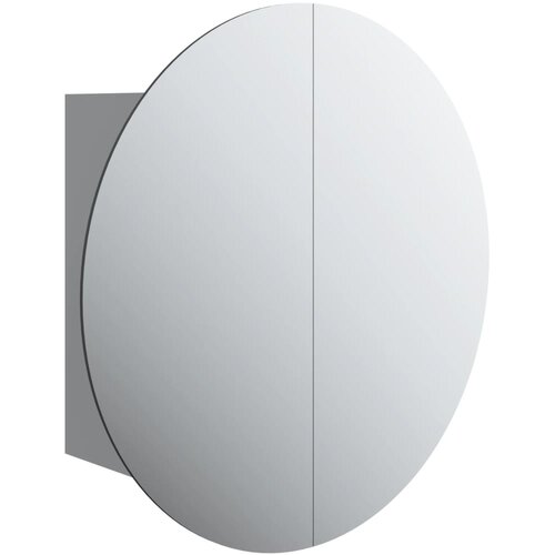 Maison Chic Kopalniška omarica - Kopalniški kabinet z okroglim ogledalom LED siva 40x40x17,5 cm, (21794536) Cene