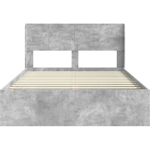  Krevetna konstrukcija s pohranom i uzglavljem Betonska siva 120 x 200 cm Slike