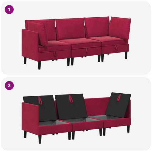  Set namje&amp;scaron;taja za dnevni boravak 3 pcs Vinska crvena Bar&amp;scaron;un - boja crnog vina 2x kutni +1x srednji Slike