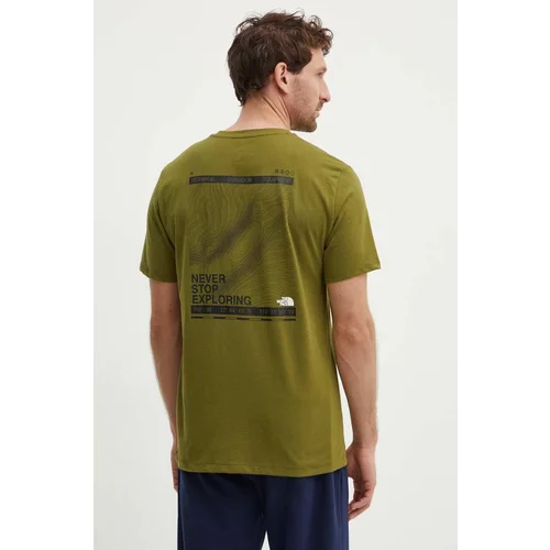 The North Face Sportska majica kratkih rukava Foundation Mountain Lines boja: zelena, s tiskom, NF0A8830PIB1