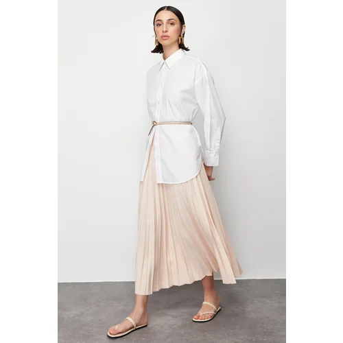 Trendyol Ecru Pleated Woven Skirt