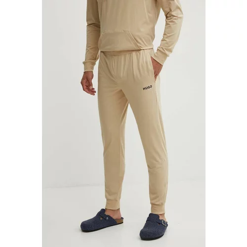 Hugo Homewear hlače boja: bež, bez uzorka