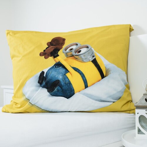 Jerry Fabrics Žuta /plava pamučna dječja posteljina za krevet za jednu osobu 140x200 cm Mimoni Lazy Club &amp;ndash; Slike