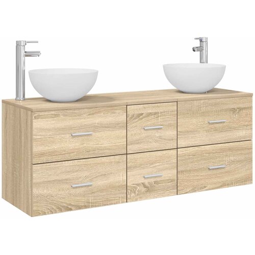  Set ormarića za kupaonicu 3 kom. Hrast sonoma 129 x 41 x 80 cm Slike