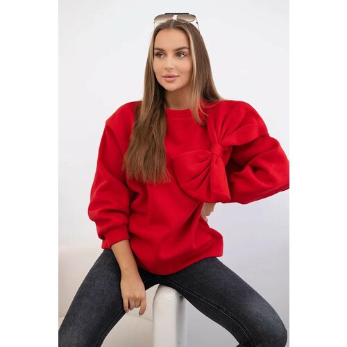Kesi Cotton insulated sweatshirt with a large bow in red color Slike