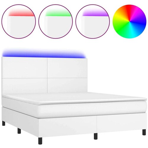  Box spring s madracem LED bijeli 160x200 cm umjetna koža Slike