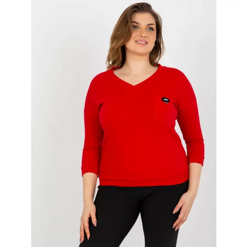 Fashion Hunters Red blouse plus sizes with V-neck