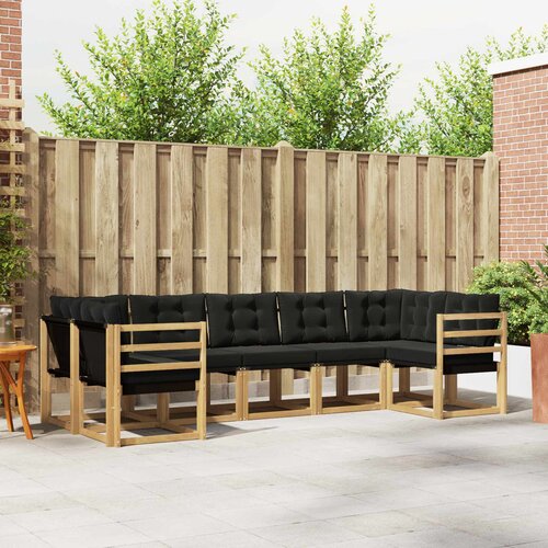  Set vanjskih sofa 7 kom. Bijela i crna Smeđa 304 x 126,5 x 73 cm Slike