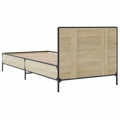  Okvir za krevet boja hrasta 100x200cm konstruirano drvo i metal Smeđa 100 x 200 cm Slike