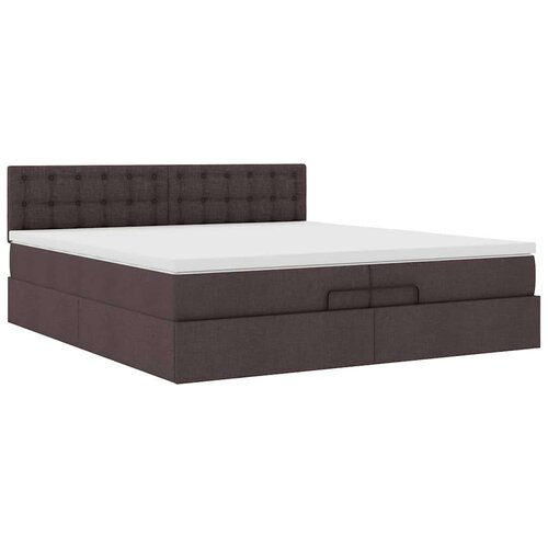 VidaXL otomanski krevet s madracem tamnosmeđi 200x200 cm tkanine Slike