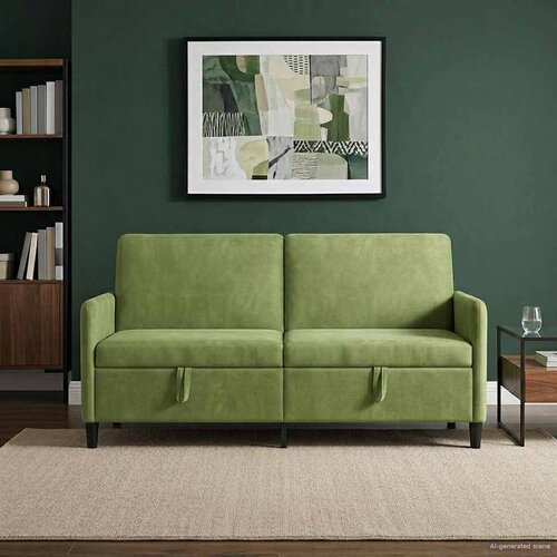 SOFA s pohranom Svijetlo zelena 172 x 78 x 87 cm Poliester Slike