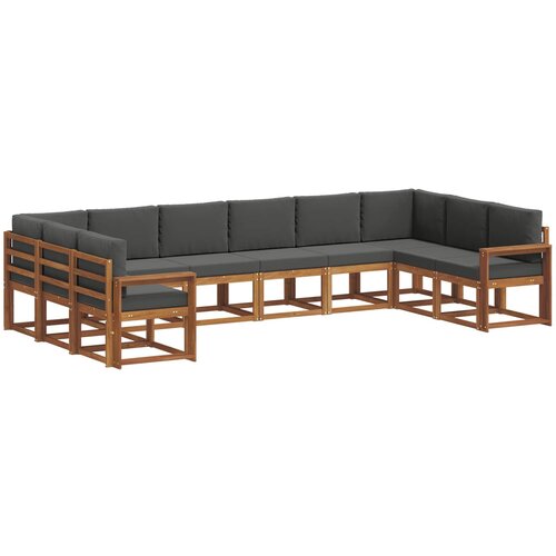  Set vanjskih sofa 10 kom. Prirodna i antracit Smeđa 363 x 191,5 x 73 cm Slike