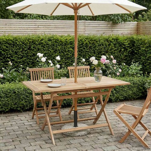 vidaXL Preklopni vrtni stol Prirodna 120 x 70 x 75,5 cm Cene