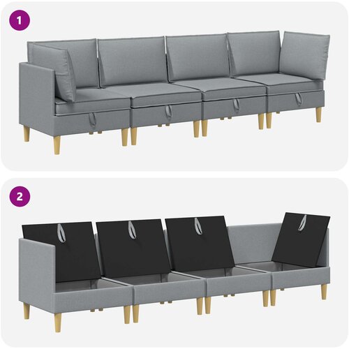  Modularni set sofe sa skladi&amp;scaron;tem 4 pcs Svjetlosiva Tkanina Slike