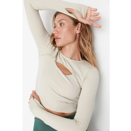 Trendyol Stone Cut Out Detailed Crop Sport Blouse