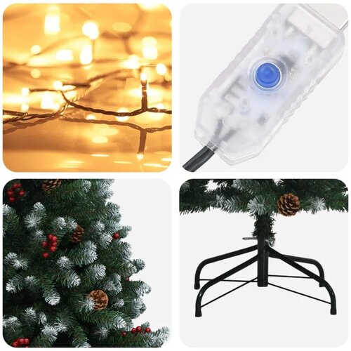  Umjetno božićno drvce sa &amp;scaron;arkama 210 cm 300 LED lampica - Zelena sa zasnježenim vrhovima &amp;Oslash; 106 x 210 cm s 300 LED žaruljica Slike