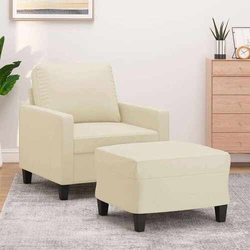  Fotelja s tabureom krem 60 cm od umjetne kože Cijene
