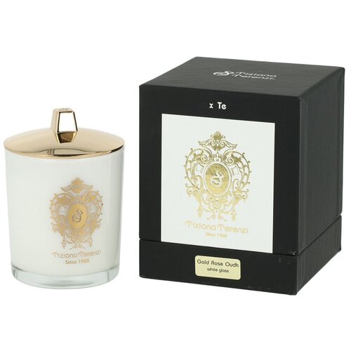 Tiziana Terenzi Gold Rose Oudh mirisna svijeća u bijelom staklu 170 g Slike