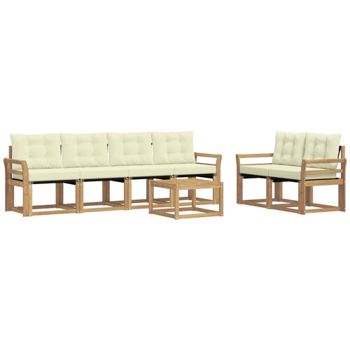 vidaXL Zunanja garnitura za sedenje z blazino 7 pcs Bela in krem, (5000271988) Cene