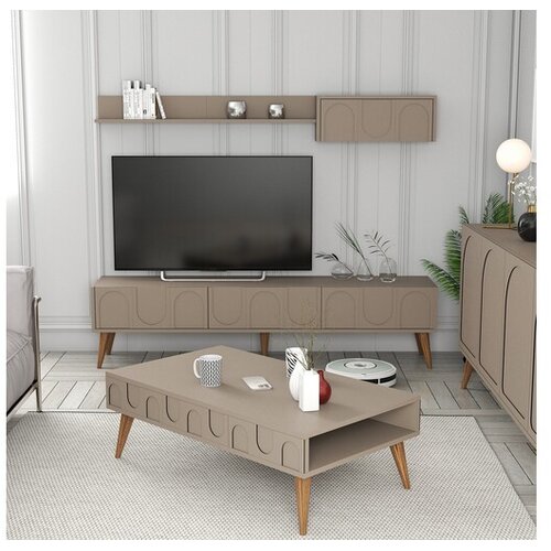 Hanah home Set TV ormarić i klub stolić Lyon 3, 4 dijela, Smeđa Cijene