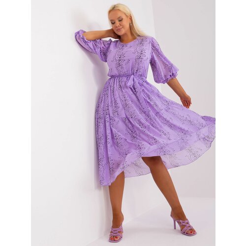 Fashion Hunters Light purple dress plus size with print Slike