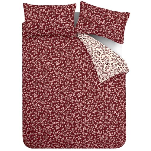 Catherine Lansfield Crvena flanelska posteljina za bračni krevet/za produženi krevet 230x220 cm Grace Floral Leaf – Cijene