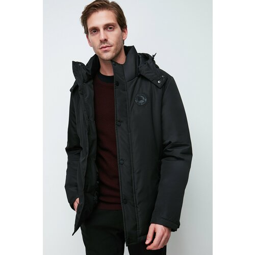 River Club Men's Black Camel Hooded Water And Windproof Winter Coat & Parka Cene