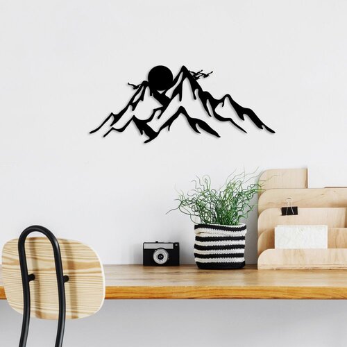 Wallity Zidna dekoracija Full Mount And Mountain - 1, 50 x 21 cm, Crna Cene