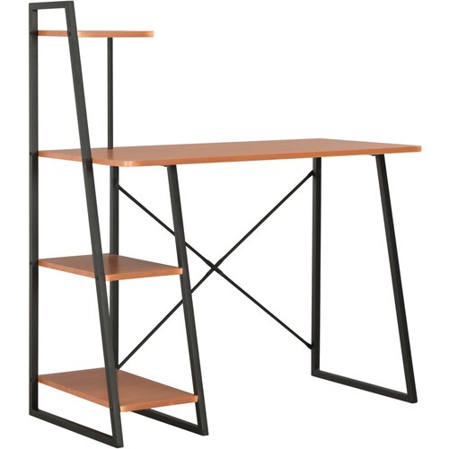 vidaXL Pisalna miza s policami črna in rjava 102x50x117 cm Cene