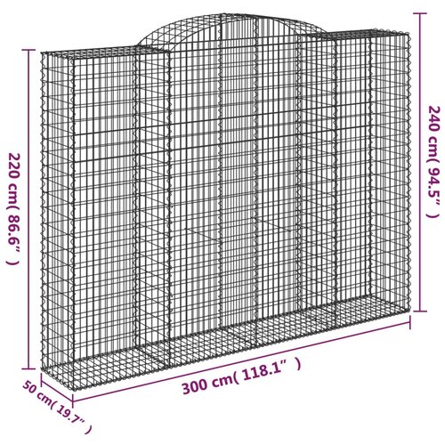  Gabionska ko&amp;scaron;ara s lukom 300x50x220/240 cm pocinčano željezo Slike