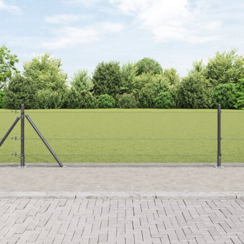 vidaXL zvarjena žičnata ograja s 13 flanged posti siva 0.4x50 m jeklo Cene