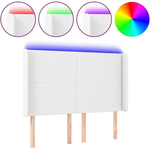 Maison Chic led posteljno vzglavje - vzglavna omarica - nočna omarica belo 147x16x118/128 cm umetno usnje, (21710262) Cene