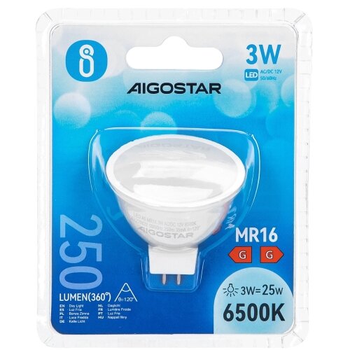  LED sijalica MR16 GU5,3/3W/12V 6500K - Aigostar Slike