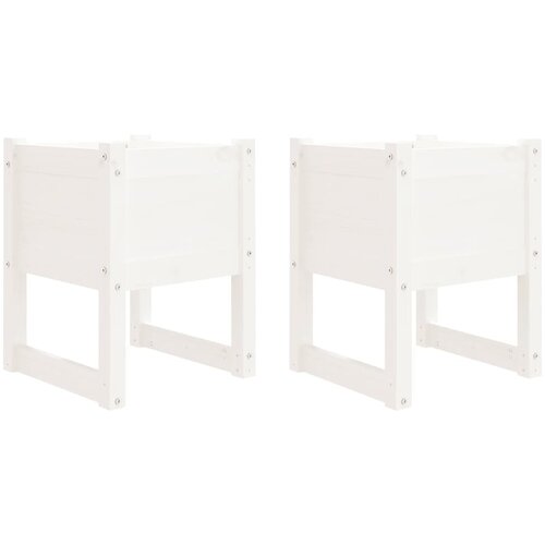 Maison Chic Visoka greda - Greda - Cvetlični Lonec 2 kosa bela 40x40x52,5 cm trdna borovina, (21789584) Cene