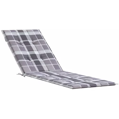 Jastuk za ležaljku sivi karirani (75 + 105) x 50 x 3 cm