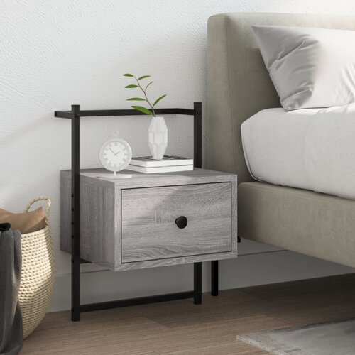 VidaXL Stenska nočna omarica siva sonoma 35x30x51 cm inženirski les Slike