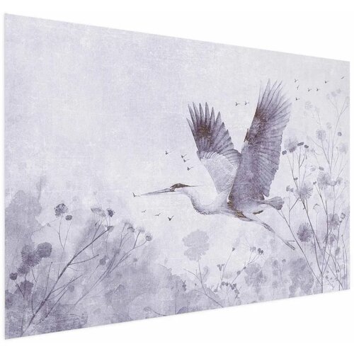  Plakat - Majestic Flight - crane in flight in a monochromatic  cool color palette 42x29.7 Bez okvira Cijene