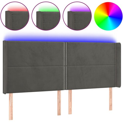 Maison Chic led posteljno vzglavje - vzglavna omarica - nočna omarica temno sivo 183x16x118/128 cm žamet, (21710655) Slike