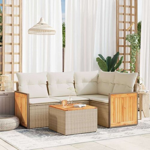 vidaXL 5-dijelni vrtni set sofa s jastucima bež od poliratana Cijene