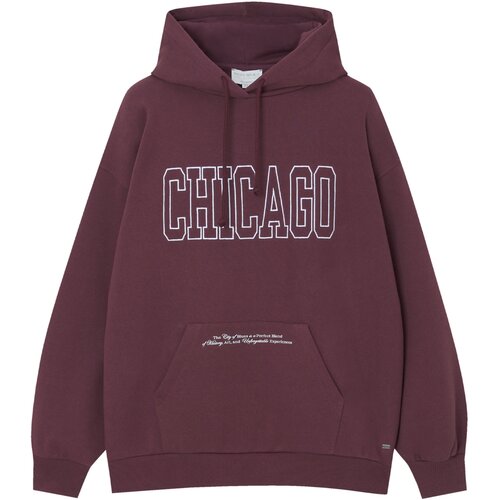 Pull&amp;amp;Bear Majica &amp;#039;CHICAGO&amp;#039; vinsko rdeča / bela Slike