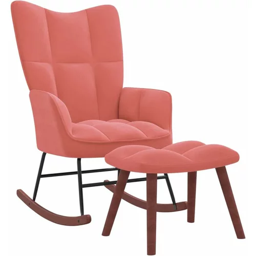  Stolica za ljuljanje s osloncem za noge ružičasta baršunasta