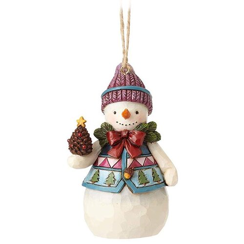 Jim Shore figura Mini Snowman W/Pinecones Hanging Ornament Figure Slike