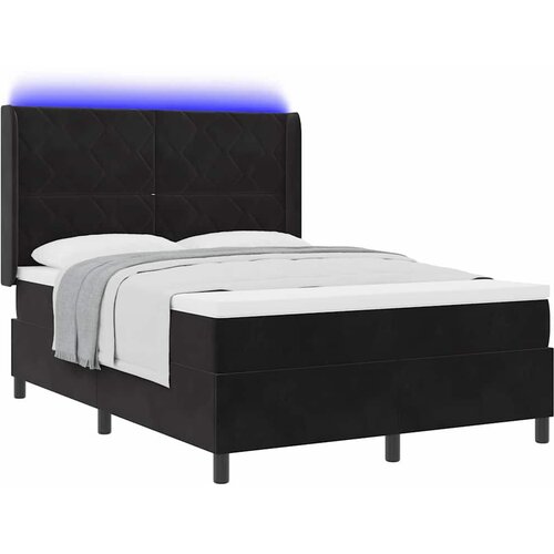  Krevet s opruga kutije s LED trakama Crna 160 x 200 cm Bar&amp;scaron;un Slike