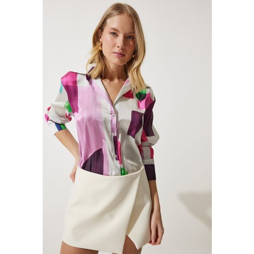  Women's Pink Bone Patterned Satin Surface Shirt Cijene