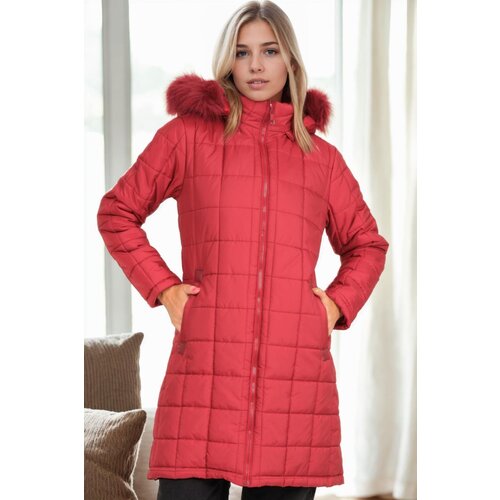Dewberry Z6653 LADIES&amp;#039; COAT-BURGUNDY-1 Slike